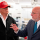 President Donald Trump (L) speaks with CDC Director Dr. Robert Redfield during a tour of the Centers for Disease Control and Prevention (CDC) in Atlanta, Georgia, on March 6, 2020.